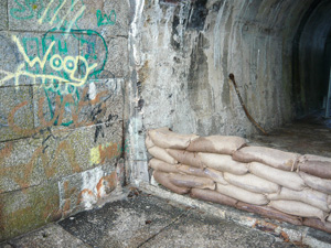 Failed Sandbags at flood water defenses